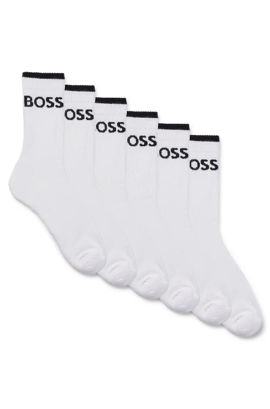 Savings Galore BOSS 6 Pack Ribbed Short Socks - White
