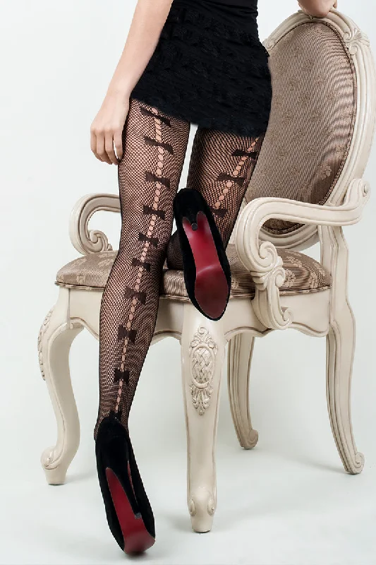 Take Advantage Bow Tie Backseam Fishnet Tights