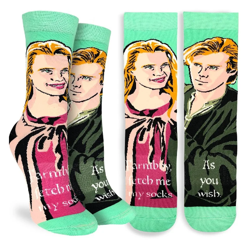Savings Event "Buttercup & Westley" Crew Socks by Good Luck Sock - Medium