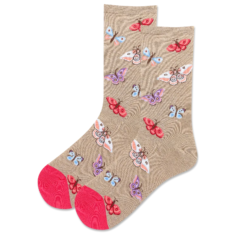 Weekend Sale: Don't Miss Out "Moths" Cotton Crew Socks by Hot Sox - Medium