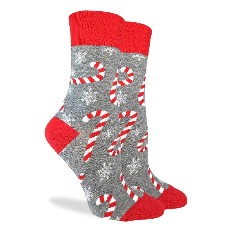 Hurry Up "Candy Canes" Cotton Crew Socks by Good Luck Sock
