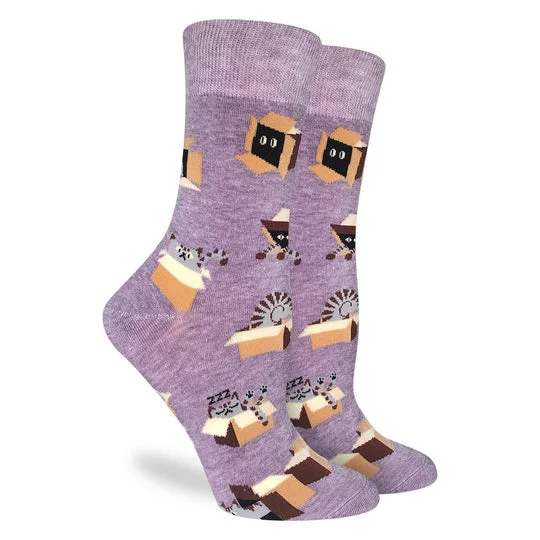 While Supplies Last "Cat in a Box" Cotton Crew Socks by Good Luck Sock - Medium