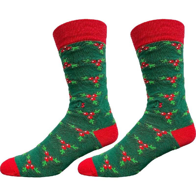 Big Deal Christmas Holly Men's Crew Socks