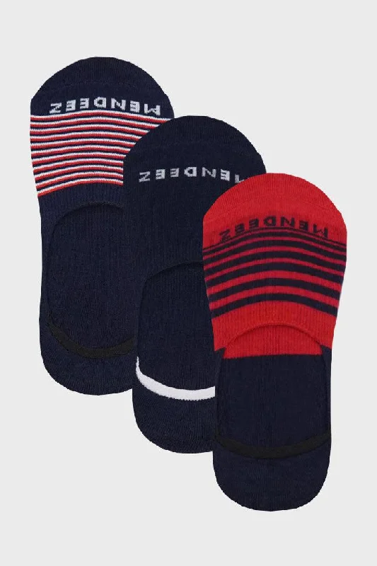 Year-End Clearance Colored Stripe No Show Socks - 3 Pack