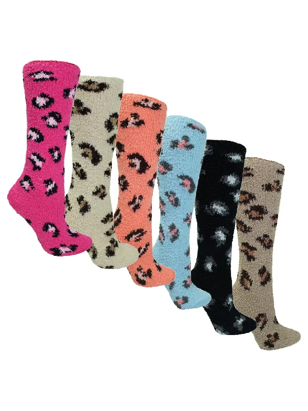 Weekend Offers That Sizzle Colorful 6-Pack Leopard Print Knee High Fuzzy Socks