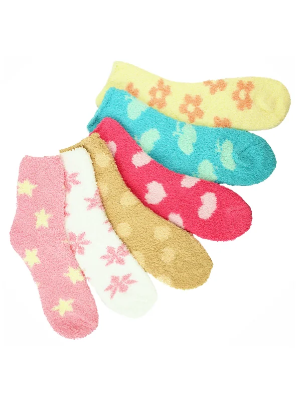 Today Only Colorful Multi Pattern 6 Pack Assorted Fuzzy Socks