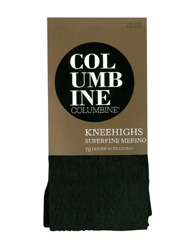 Hot Buy Columbine 2499 Argyle Diamond Superfine Merino Wool 70 Knee Highs
