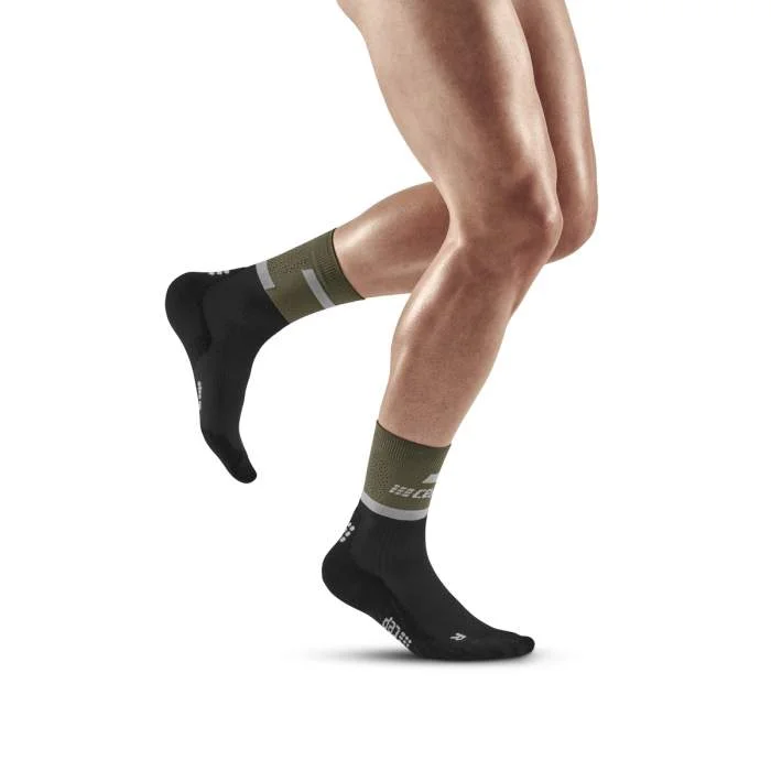 Time-Sensitive CEP Men's The Run Socks Mid-Cut V4 - Olive/Black ( WP3CRR)