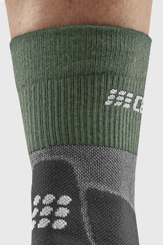 Final Clearance Women's Hiking Merino Mid-Cut Socks - Green/Grey
