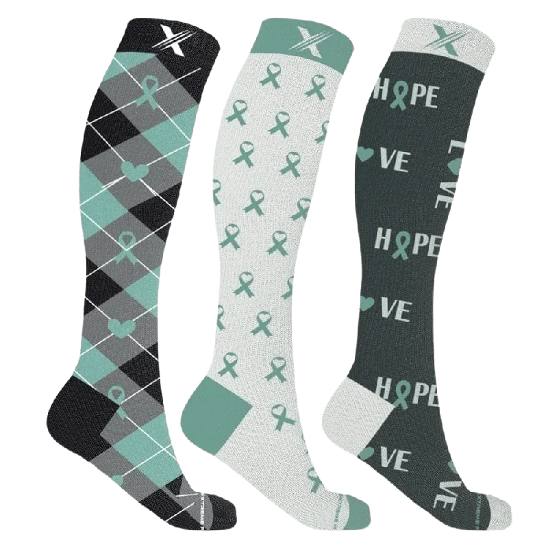 Unbeatable Deal Ovarian Cancer Awareness - Love & Hope Socks (3-Pairs)