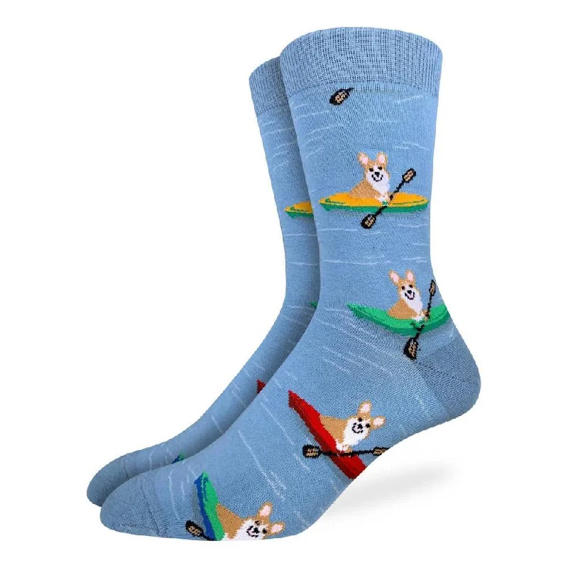 Crazy Savings "Corgi Kayaking" Crew Socks by Good Luck Sock
