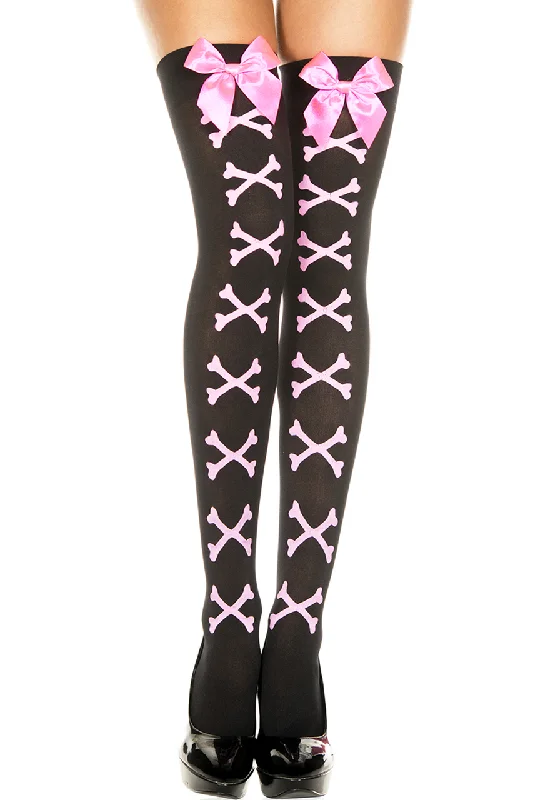 Weekend Discounts to Indulge In Cross Bone with Bows Thigh High Stockings