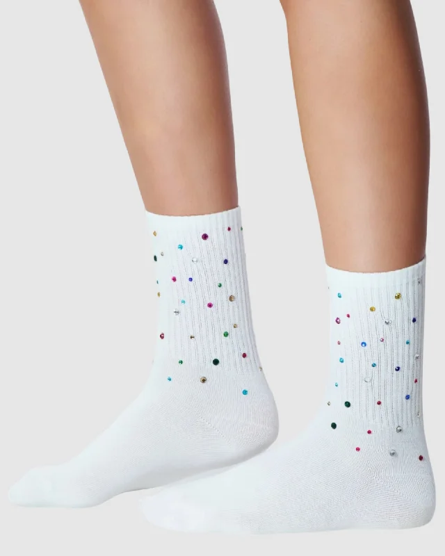 Unbeatable Deal Crystal Cotton Socks - White