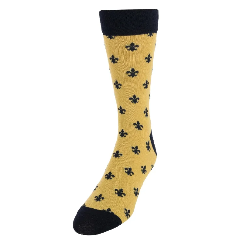 Weekend Bargains to Grab CTM® Men's Cotton Fleur-de-lis Novelty Socks (1 Pair)