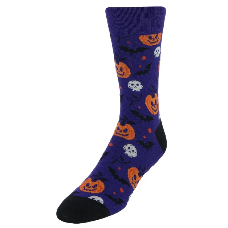 Best Choice CTM® Men's Spooky Halloween Pumpkin Bats and Skull Novelty Socks (1 Pair)