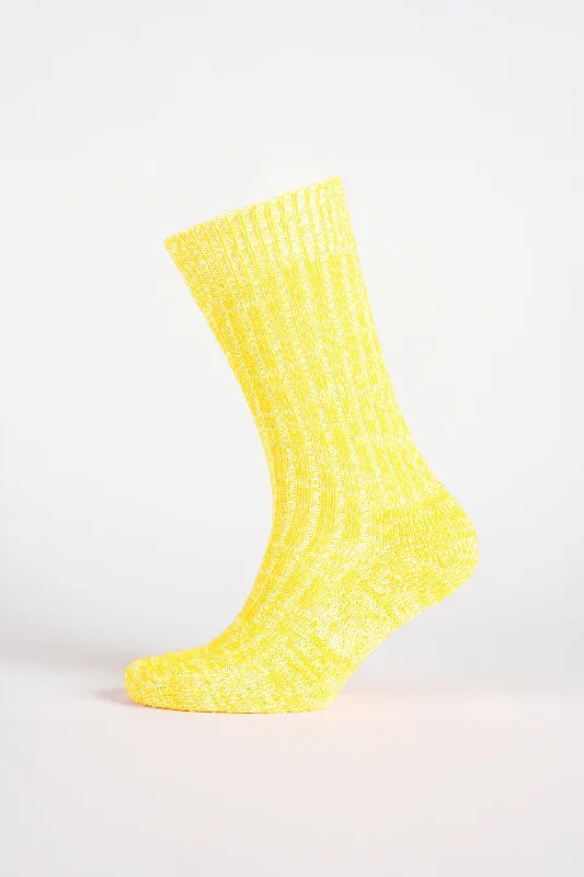 Major Deal Cushioned Cotton Walking Sock - Canary Yellow/White