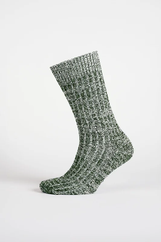 Super Deal Cushioned Cotton Walking Sock - Moss Green/White