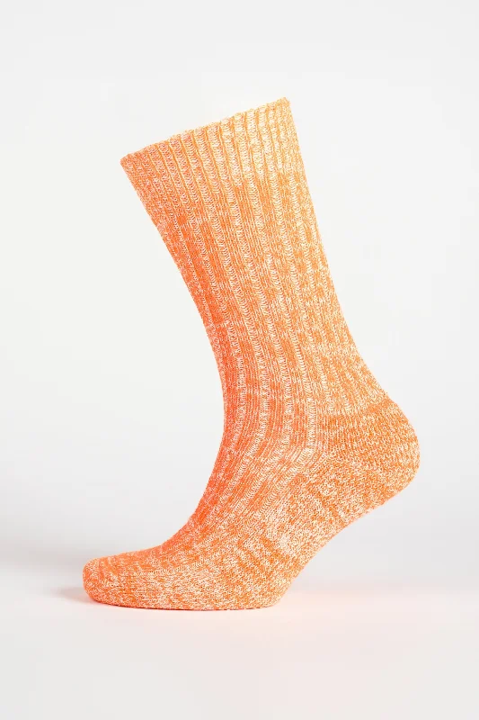 Limited Supply Cushioned Cotton Walking Sock - Orange/White