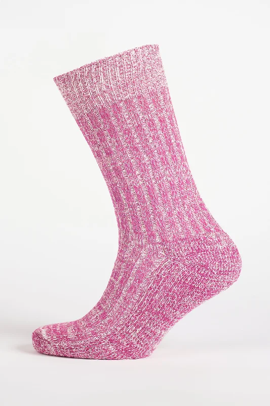 Year-End Sale Cushioned Cotton Walking Sock - Pink/White