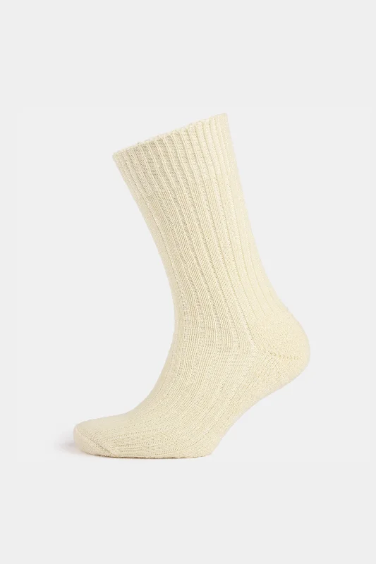 Weekend Discounts to Enjoy Cushioned Wool Walking Sock - Ecru