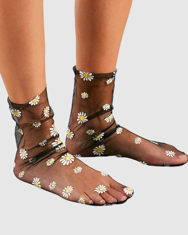 Pay Less Daisy Tulle Socks - Black
