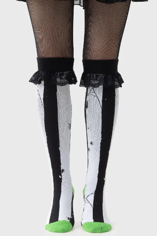 Low Price Distressed Stripe Knee High Socks