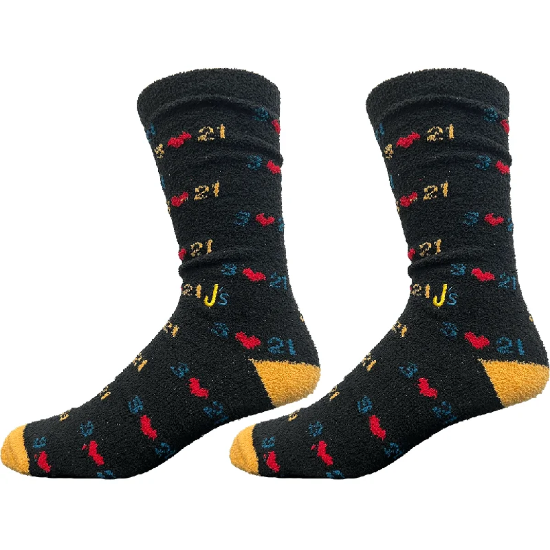 Weekend Specials to Delight Down Syndrome Awareness Black Fuzzy Men's Crew Socks