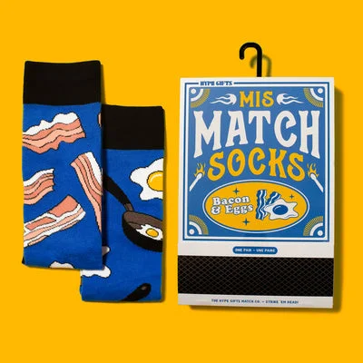 Weekend Specials Just for You "Eggs & Bacon" Cotton Mismatch Crew Socks by Main & Local