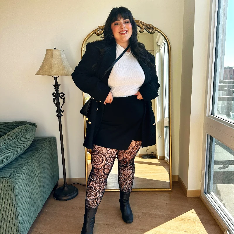 Hurry Up Botanical Fishnets - Black