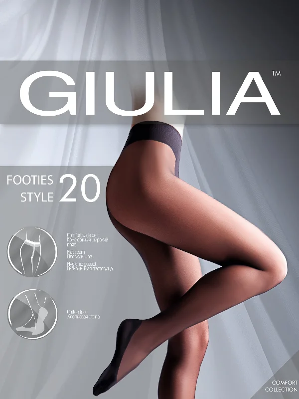 Your Weekend, Your Savings Giulia Footies Style 20 Denier Sheer Tights with a Cotton-rich sock