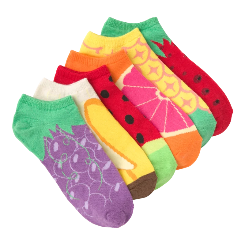 Huge Savings "Fruits" Ankle Socks by K Bell (6pk) - Medium