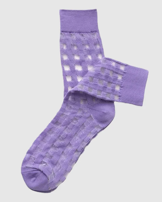 Fantastic Savings Gingham Places Sheer Sock - Purple