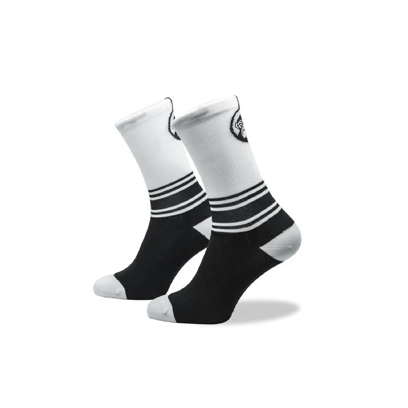 Closeout Deal Grumpy Monkey White Black Stripe Socks