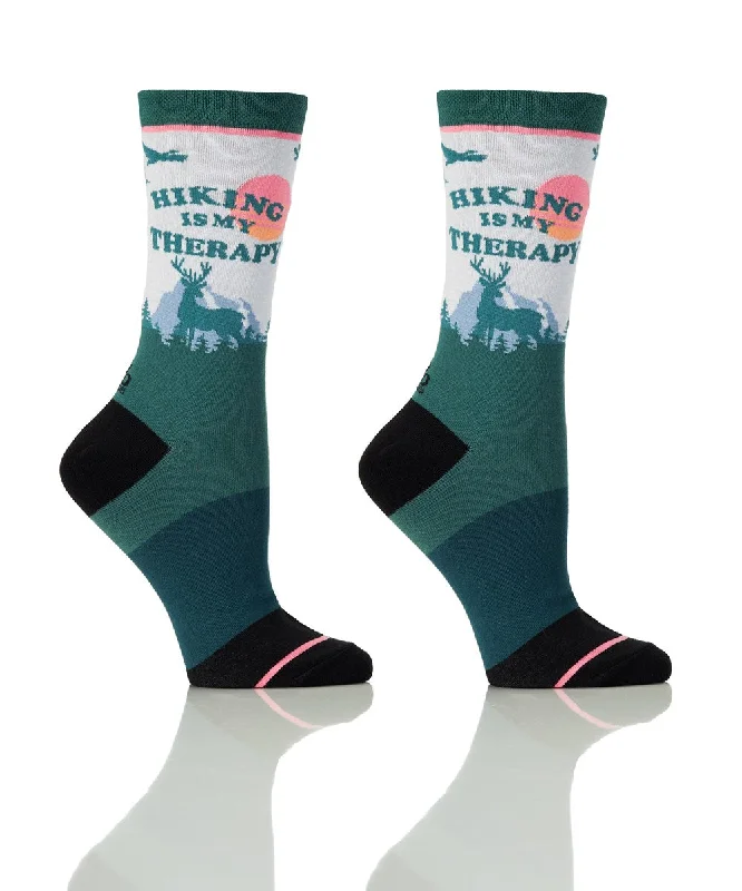 Weekend Deals That Sparkle "Hiking Is My Therapy" Cotton Dress Crew Socks by YO Sox - Medium Weekend Deals That Sparkle "Hiking Is My Therapy" Cotton Dress Crew Socks by YO Sox - Medium