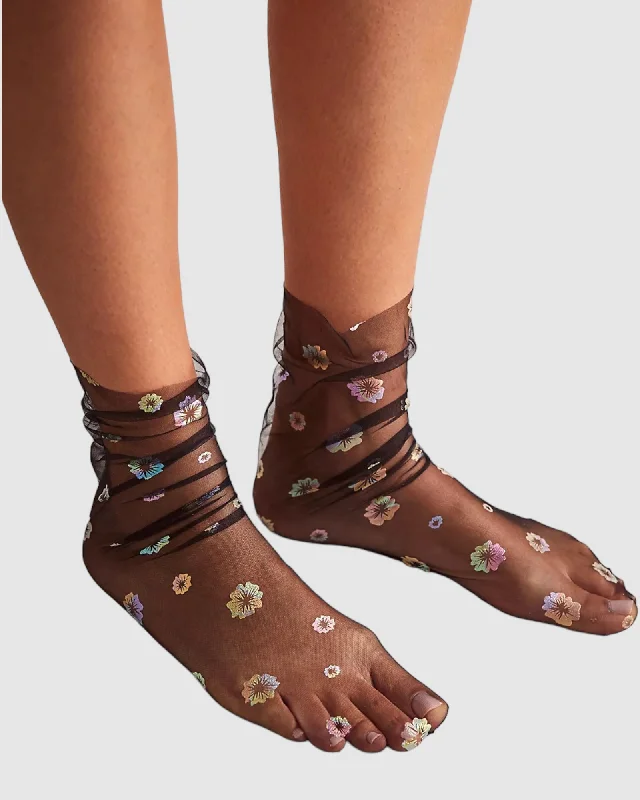 Quick Sale Hologram Daphne Socks  - Black