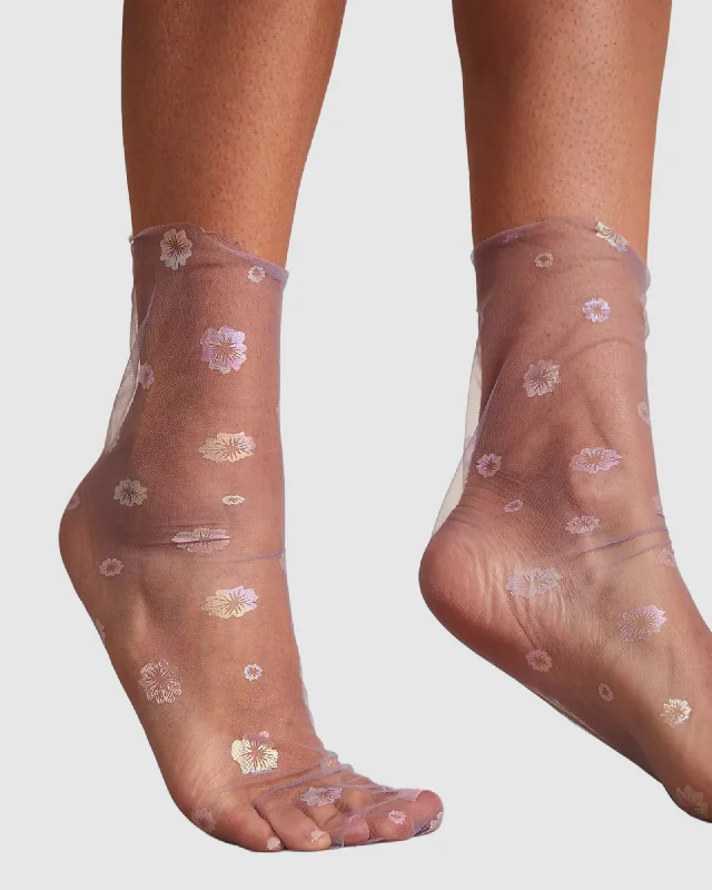 Hurry In Hologram Daphne Socks - Violet