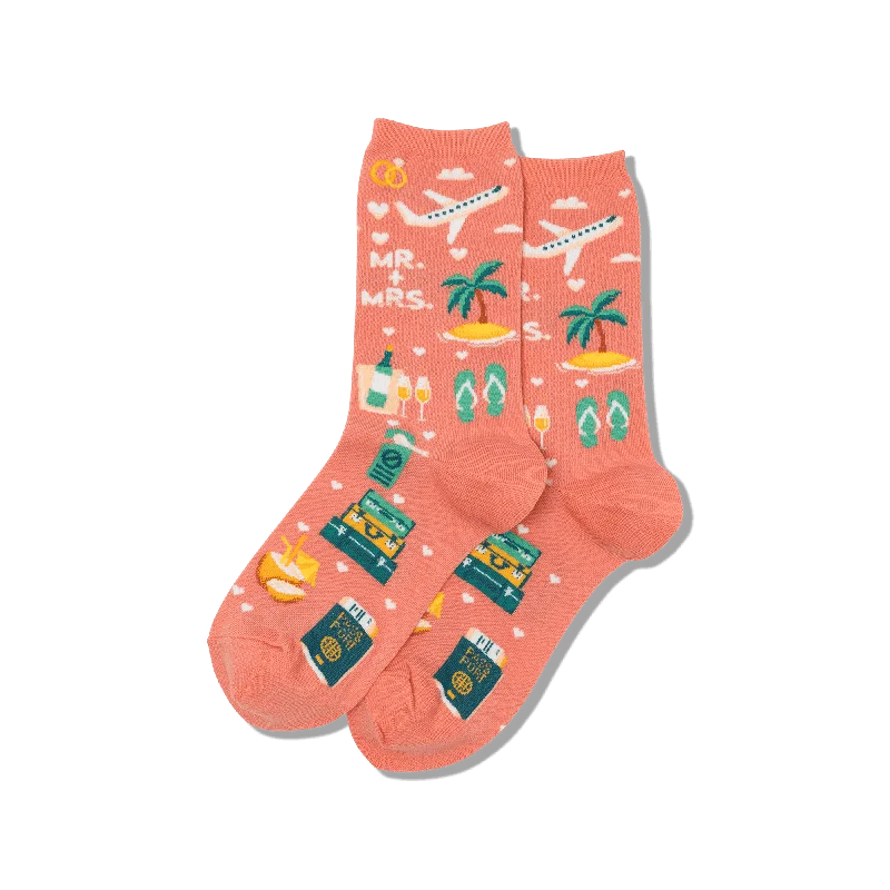 Weekend Offers That Tempt "Honeymoon" Cotton Dress Crew Socks by Hot Sox - Medium