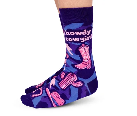 Weekend Savings Fiesta "Howdy Cowgirl" Cotton Crew Socks by Uptown Sox - Medium