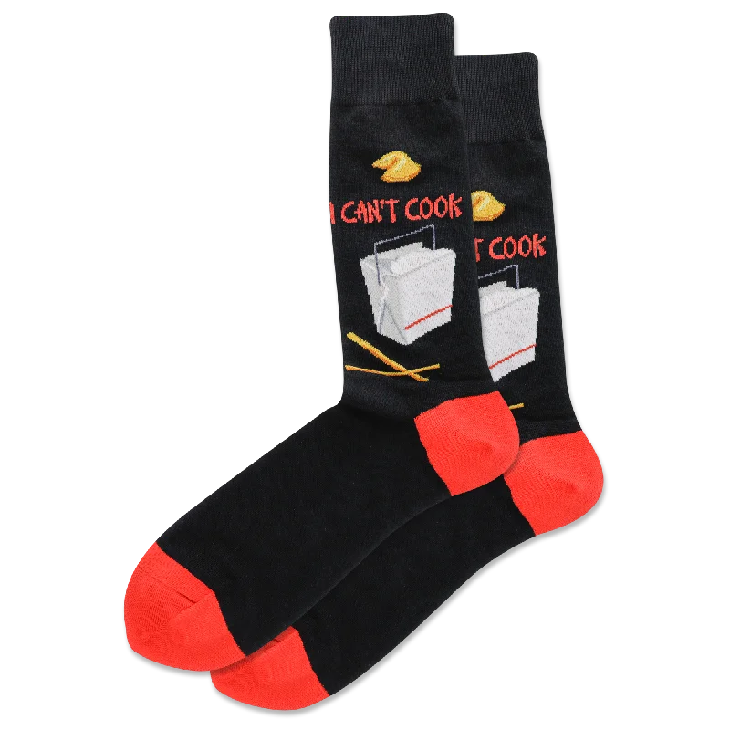 Super Sale "I CAN'T COOK" Crew Socks by Hot Sox - Large