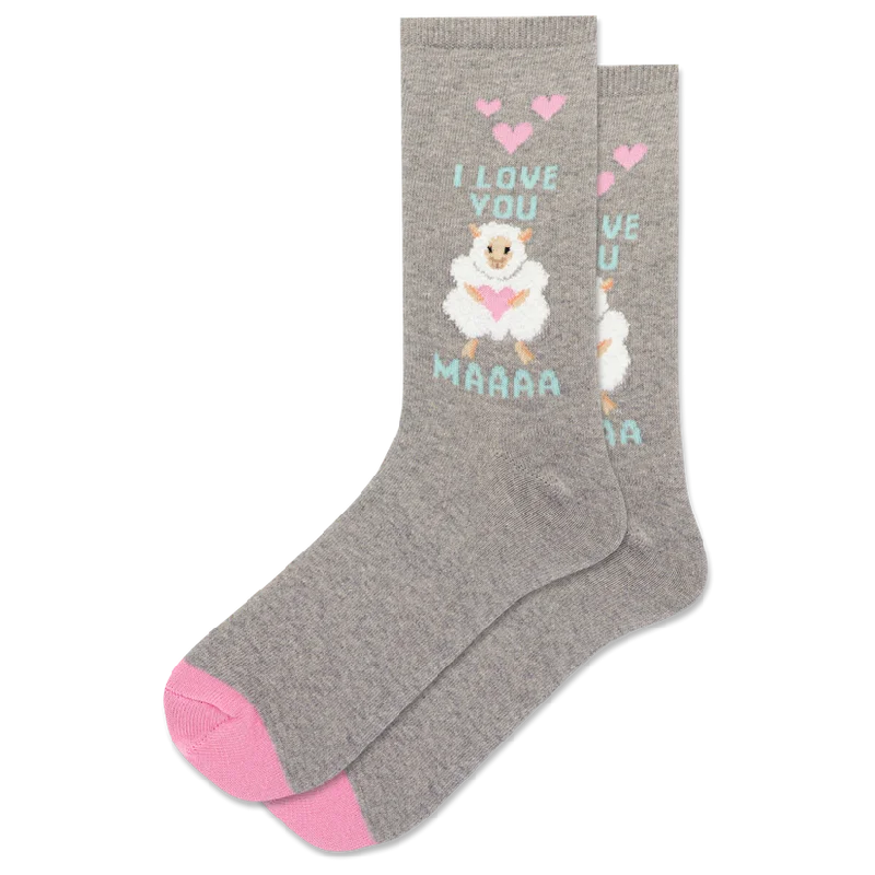 Weekend Savings Sensation "I Love You Maa" Cotton Crew Socks by Hot Sox- Medium
