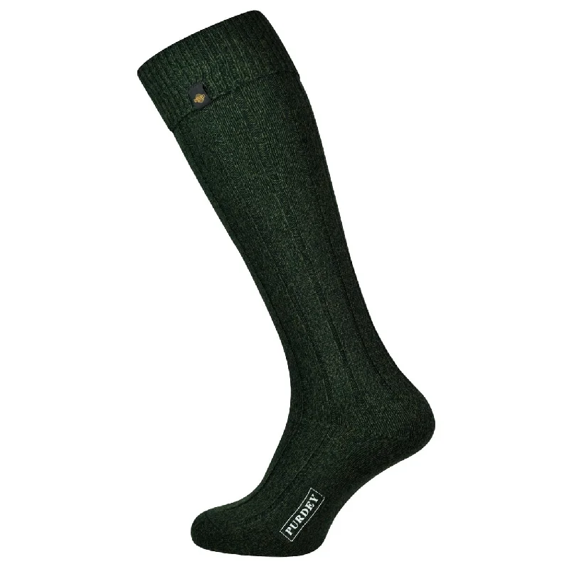 Weekend Steals Await James Purdey Long Plain Colour Shooting Sock Forest Green