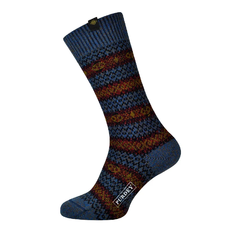 Savings Soar This Weekend James Purdey Short Pattern Sock Petrol Blue