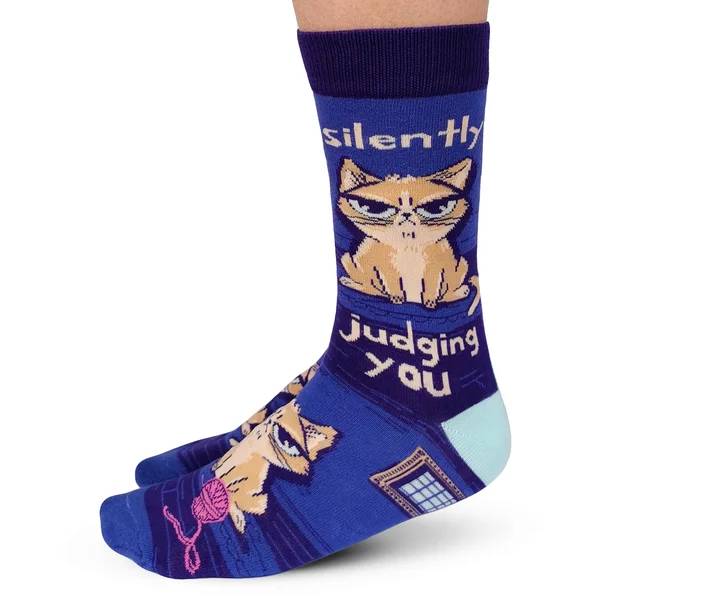 Fantastic Savings "Judging You" Cotton Crew Socks by Uptown Sox - Medium