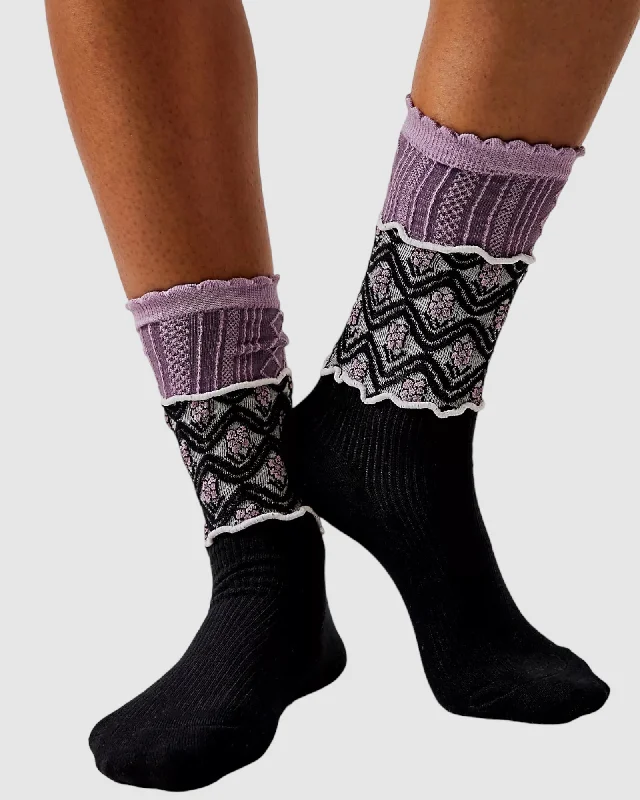 Today Only La Boheme Socks - Ivory/Purple