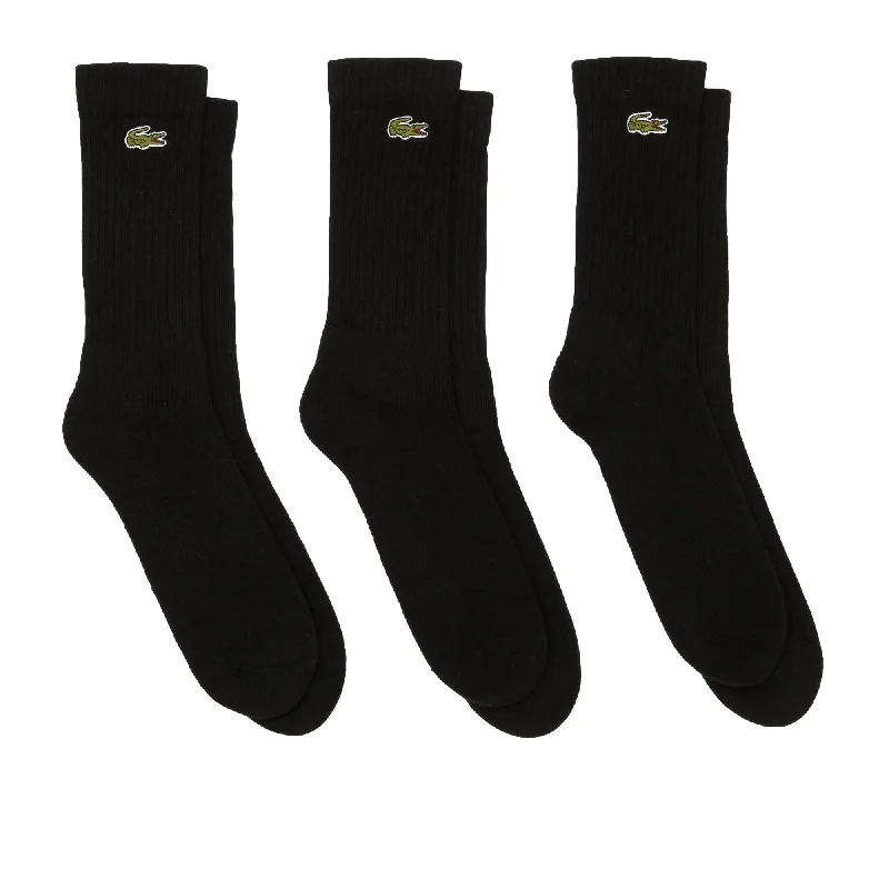 Weekend Steals Await Lacoste Unisex SPORT High-Cut Socks 3 Pack - Black