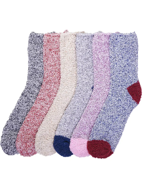 Low Price Ladies Two-Tone Colorful Marled Knit 6-Pack Fuzzy Socks