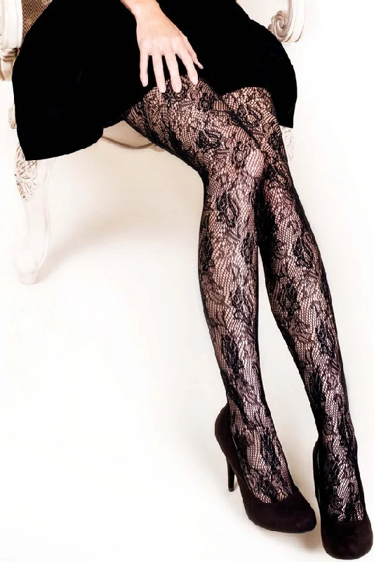 Value Pack Plus Size Lady's Roses In Full Bloom Fishnet Tights
