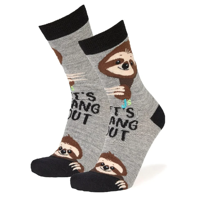 Unwind with Weekend Discounts Let's Hang Out Sloth Men's Crew Socks