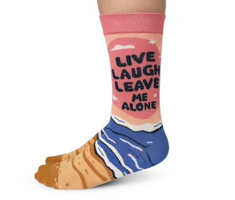 Weekend Deals That Impress "Live, Laugh, Leave" Crew Socks by Uptown Sox - Medium