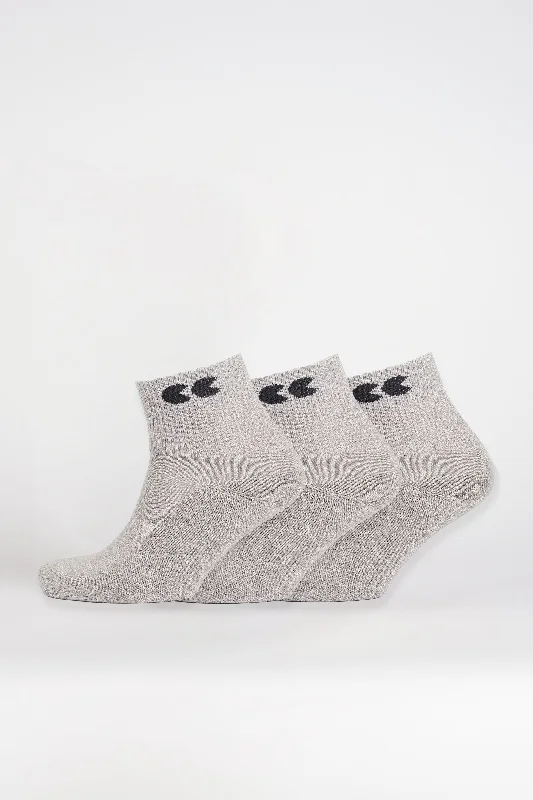 Overstock Sale Logo Sports Cotton Sock Ankle 3 Pack - Grey